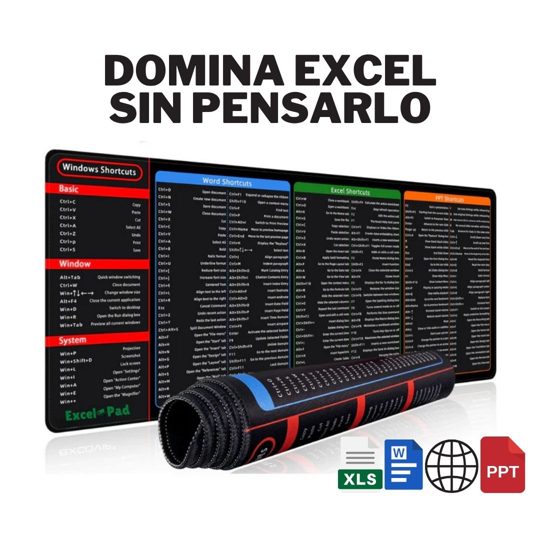 ExcelPad® - ALFOMBRILLA DE RATÓN ANTIDESLIZANTE CON ACCESO DIRECTO A ECXEL/WINDOWS